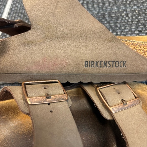 Birkenstock Mens Arizona Tan/Brown Leather Slides EUR 44 US 11 - Picture 9 of 13